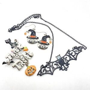 Halloween Jewelry Lot Earrings Brooch Necklace